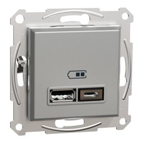 Schneider EPH2700361 Asfora 2li 2.4 Alüminyum Çerçeveli USB Prizi
