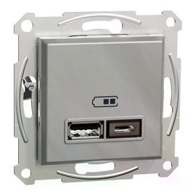 Schneider EPH2700361 Asfora 2li 2.4 Alüminyum Çerçeveli USB Prizi