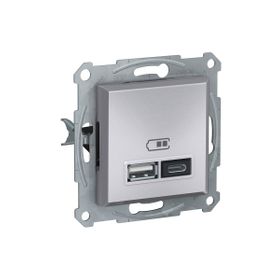 Schneider EPH2700361 Asfora 2li 2.4 Alüminyum Çerçeveli USB Prizi