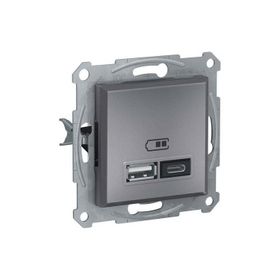 Schneider EPH2700362 Asfora 2li 2.4 Çelik Çerçeveli USB Prizi
