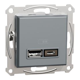 Schneider EPH2700362 Asfora 2li 2.4 Çelik Çerçeveli USB Prizi