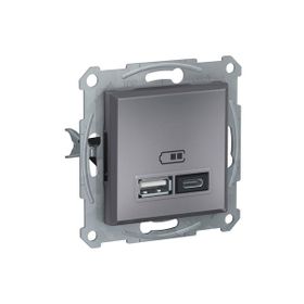 Schneider EPH2700362 Asfora 2li 2.4 Çelik Çerçeveli USB Prizi