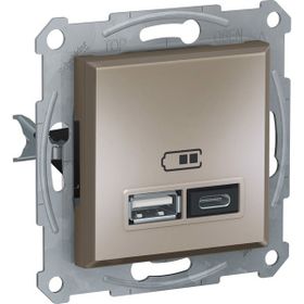 Schneider EPH2700369 Asfora Plus Bronz USB Şarj Prizi 2.4A Type A+C Çerçevesiz
