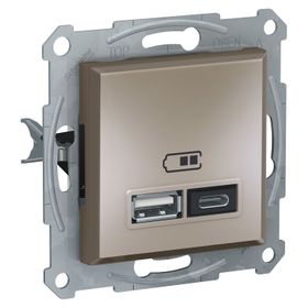 Schneider EPH2700369 Asfora Plus Bronz USB Şarj Prizi 2.4A Type A+C Çerçevesiz