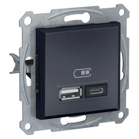 Schneider EPH2700371 2.4A Type A+C Çerçevesiz Asfora Plus Antrasit USB Şarj Prizi