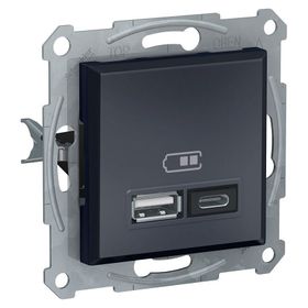 Schneider EPH2700371 2.4A Type A+C Çerçevesiz Asfora Plus Antrasit USB Şarj Prizi