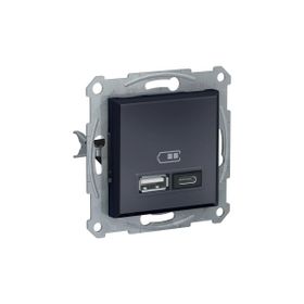 Schneider EPH2700371 2.4A Type A+C Çerçevesiz Asfora Plus Antrasit USB Şarj Prizi
