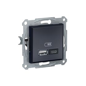 Schneider EPH2700371 Asfora 2li 2.4 Antrasit Çerçeveli USB Prizi