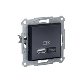 Schneider EPH2700371 Asfora 2li 2.4 Antrasit Çerçeveli USB Prizi