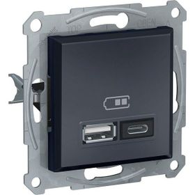 Schneider EPH2700371 Asfora 2li 2.4 Antrasit Çerçeveli USB Prizi
