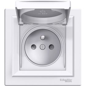Schneider EPH2800621 Asfora IP44 Vidalı Beyaz Çerçeveli Kapaklı Ups Priz