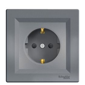 Schneider EPH2900262 Asfora Plus Çelik Topraklı Çocuk Korumalı Çerçeveli Priz