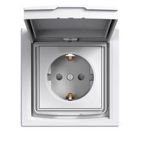 Schneider EPH3100321 Asfora Beyaz IP44 Çocuk Korumalı Kapaklı Topraklı Priz