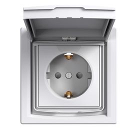 Schneider EPH3100321 Asfora Beyaz IP44 Çocuk Korumalı Kapaklı Topraklı Priz