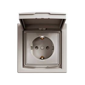 Schneider EPH3100369 Asfora Bronz IP44 Çocuk Korumalı Kapaklı Topraklı Priz