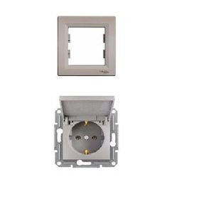 Schneider EPH3100369 Asfora Bronz IP44 Çocuk Korumalı Kapaklı Topraklı Priz