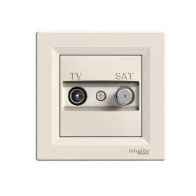 Schneider EPH3400123 Asfora 2'li Krem Çerçeveli Sonlu F Tipi TV-SAT Prizi