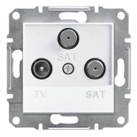 Schneider EPH3670121 Asfora 3'lü Beyaz Çerçevesiz Sonlu TV-SAT Prizi