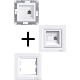 Schneider EPH4270121 Çerçevesiz Asfora Beyaz RJ11 İkili Nümeris Cat-3 Telefon Prizi
