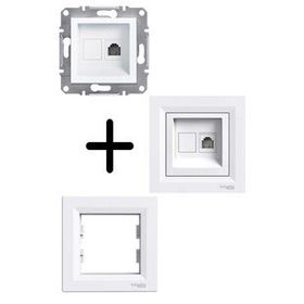 Schneider EPH4270121 Çerçevesiz Asfora Beyaz RJ11 İkili Nümeris Cat-3 Telefon Prizi