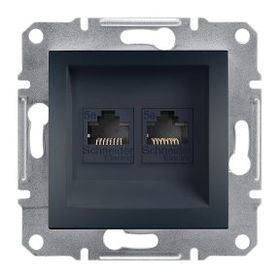 Schneider EPH4400171 Asfora Antrasit 2li RJ45 CAT5E Utp Telefon Data Prizi