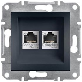 Schneider EPH4400171 Asfora Antrasit 2li RJ45 CAT5E Utp Telefon Data Prizi