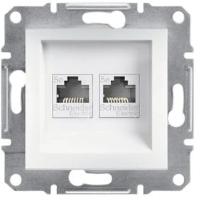 Schneider EPH4470121 Asfora Beyaz Çerçevesiz 2li RJ45 CAT5E Utp Telefon Data Prizi