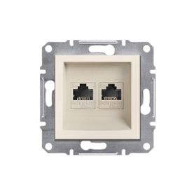 Schneider EPH4470123 Asfora Krem 2xRj45 2xRj45 Cat 5E Utp Data Prizi Çerçevesiz