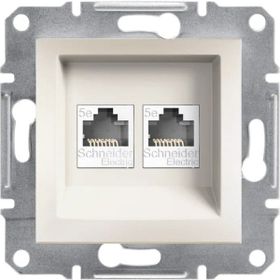 Schneider EPH4470123 Asfora Krem 2xRj45 2xRj45 Cat 5E Utp Data Prizi Çerçevesiz