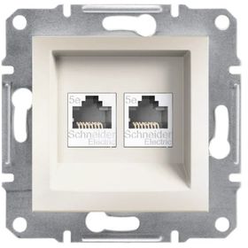 Schneider EPH4470123 Asfora Krem 2xRj45 2xRj45 Cat 5E Utp Data Prizi Çerçevesiz