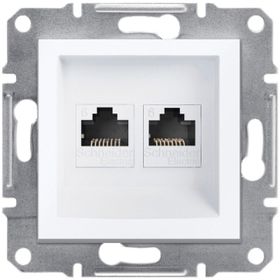 Schneider EPH4870121 Asfora Beyaz Çerçevesiz 2li RJ45 CAT6 Utp Telefon Data Prizi