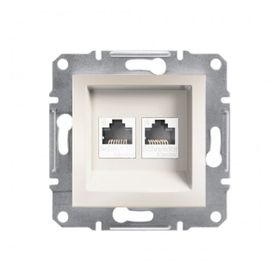 Schneider EPH4870123 Asfora Krem Çerçevesiz 2li RJ45 CAT6 Utp Telefon Data Prizi