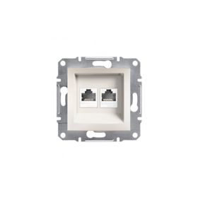 Schneider EPH4870123 Asfora Krem Çerçevesiz 2li RJ45 CAT6 Utp Telefon Data Prizi