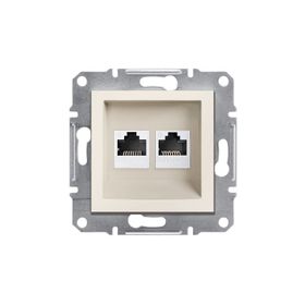 Schneider EPH4870123 Asfora Krem Çerçevesiz 2li RJ45 CAT6 Utp Telefon Data Prizi