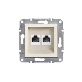 Schneider EPH4870123 Asfora Krem Çerçevesiz 2li RJ45 CAT6 Utp Telefon Data Prizi