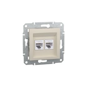 Schneider EPH4870123 Asfora Krem Çerçevesiz 2li RJ45 CAT6 Utp Telefon Data Prizi