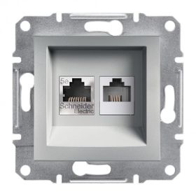 Schneider EPH5200161 Asfora Alümiyum RJ45 CAT6 UTP+RJ11 Priz Çerçevesiz