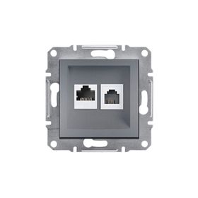Schneider EPH5200162 Asfora Çelik RJ45+RJ45 CAT6 Utp Telefon Data Prizi