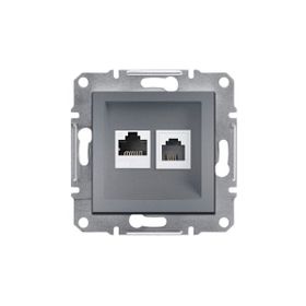 Schneider EPH5200162 Asfora Çelik RJ45+RJ45 CAT6 Utp Telefon Data Prizi