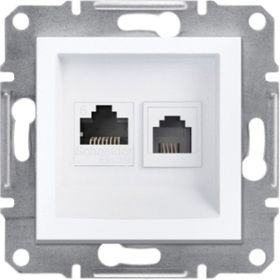 Schneider EPH5270121 Asfora Beyaz Çerçevesiz RJ11 RJ45 CAT6 Utp Telefon Data Prizi