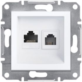 Schneider EPH5270121 Asfora Beyaz Çerçevesiz RJ11 RJ45 CAT6 Utp Telefon Data Prizi