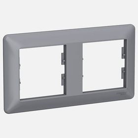 Schneider EPH5805262 Asfora EM PLUS 2'li Çelik Yatay Anahtar Priz Çerçevesi