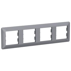 Schneider EPH5805462 Asfora EM PLUS 4'lü Çelik Yatay Priz Çerçevesi