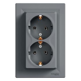 Schneider EPH9900162 Asfora Çelik 2'li Topraklı Priz