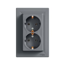 Schneider EPH9900162 Asfora Çelik 2'li Topraklı Priz