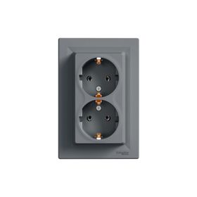 Schneider EPH9900162 Asfora Çelik 2'li Topraklı Priz