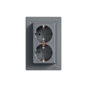 Schneider EPH9900162 Asfora Çelik 2'li Topraklı Priz