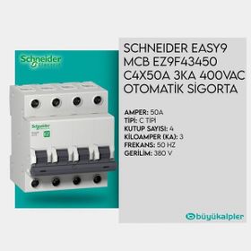 Schneider EZ9F43450 C Tipi 4x50A Otomatik Sigorta