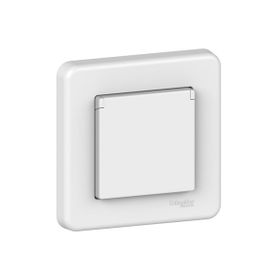 Schneider LNA3100221 Leona 16A Beyaz Çerçeveli Kapaklı Çocuk Korumalı Topraklı Priz