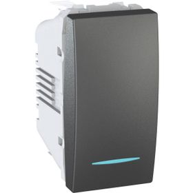 Schneider MGU3.101.12N Unica 250V AC 10A 1 Modül Grafit Işıklı Külbütör Anahtarı